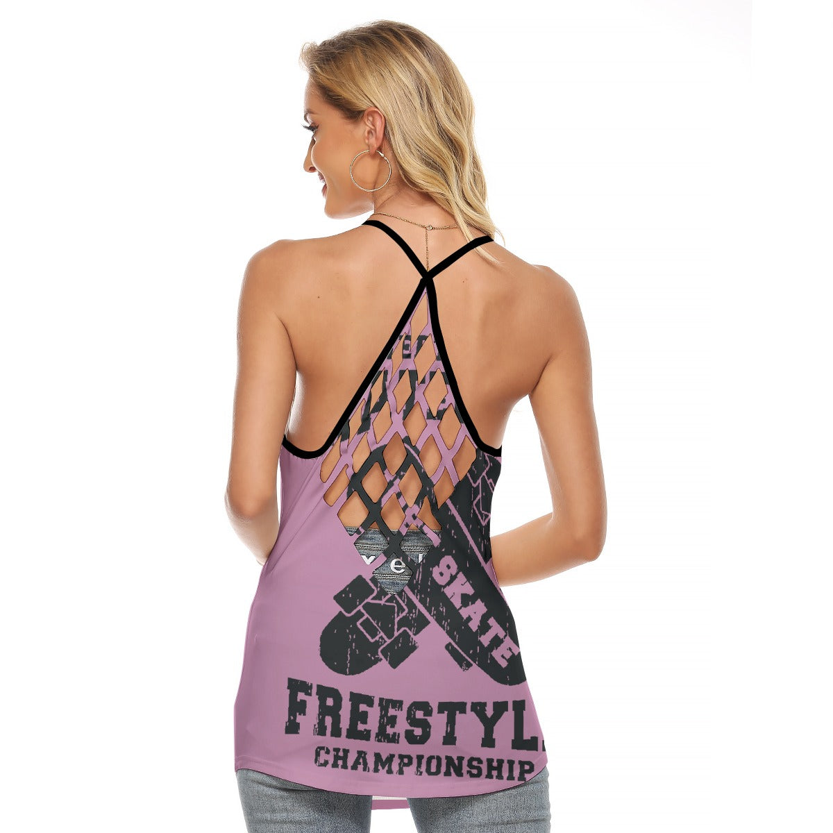 All-Over Print Women's Criss-Cross Open Back Tank Top