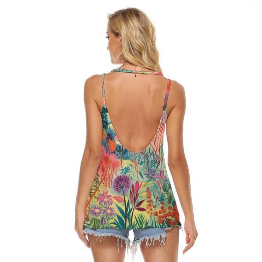 All-Over Print Women's Halter Top With Backless
