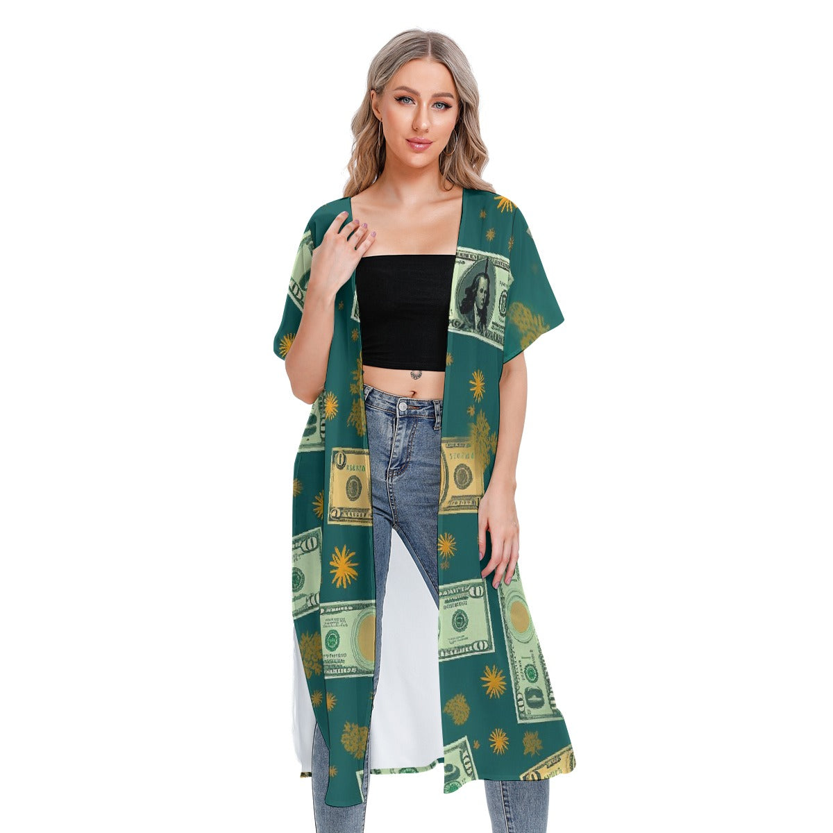 All-Over Print Women's Short Sleeve Cardigan