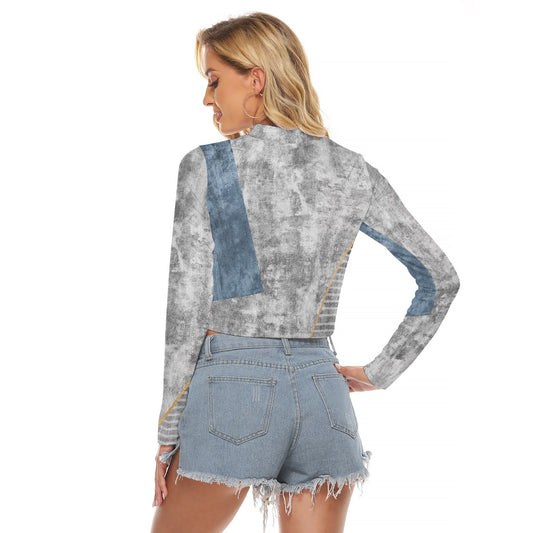 All-Over Print Women's Hollow Chest Keyhole Tight Crop Top