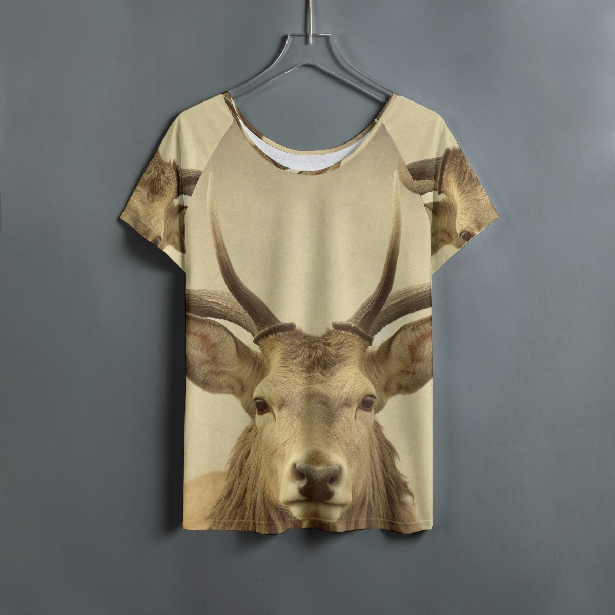 All-Over Print Women's Round Neck T-shirt With Raglan Sleeve