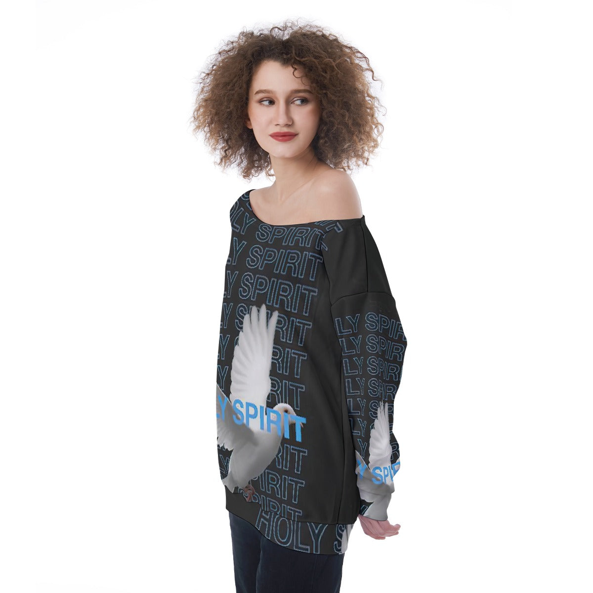 All-Over Print Oversized Women's Off-Shoulder Sweatshirt