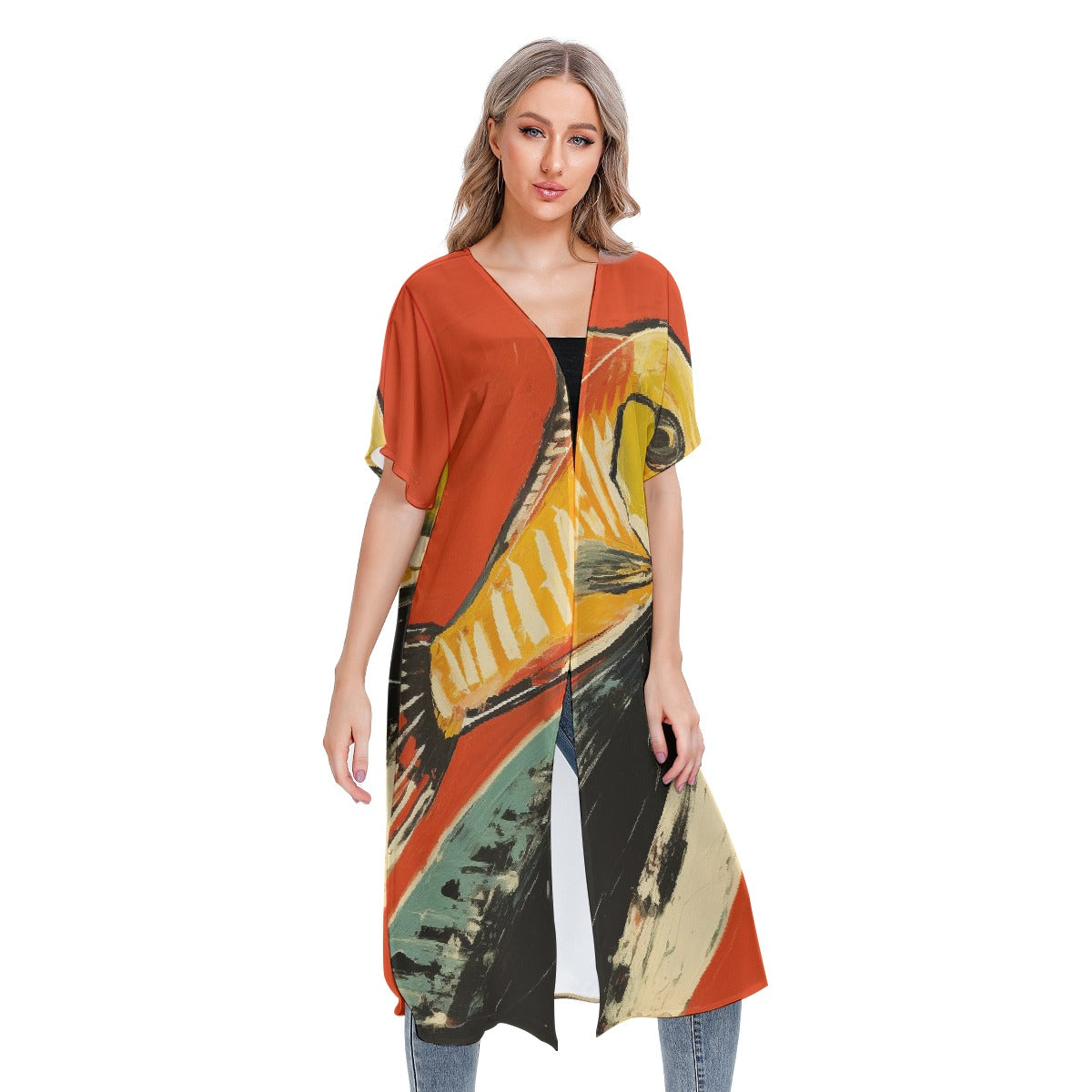 All-Over Print Women's Short Sleeve Cardigan