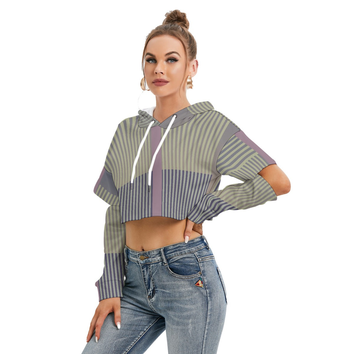 All-Over Print Women's Heavy Fleece Hoodie With Hollow Out Sleeve