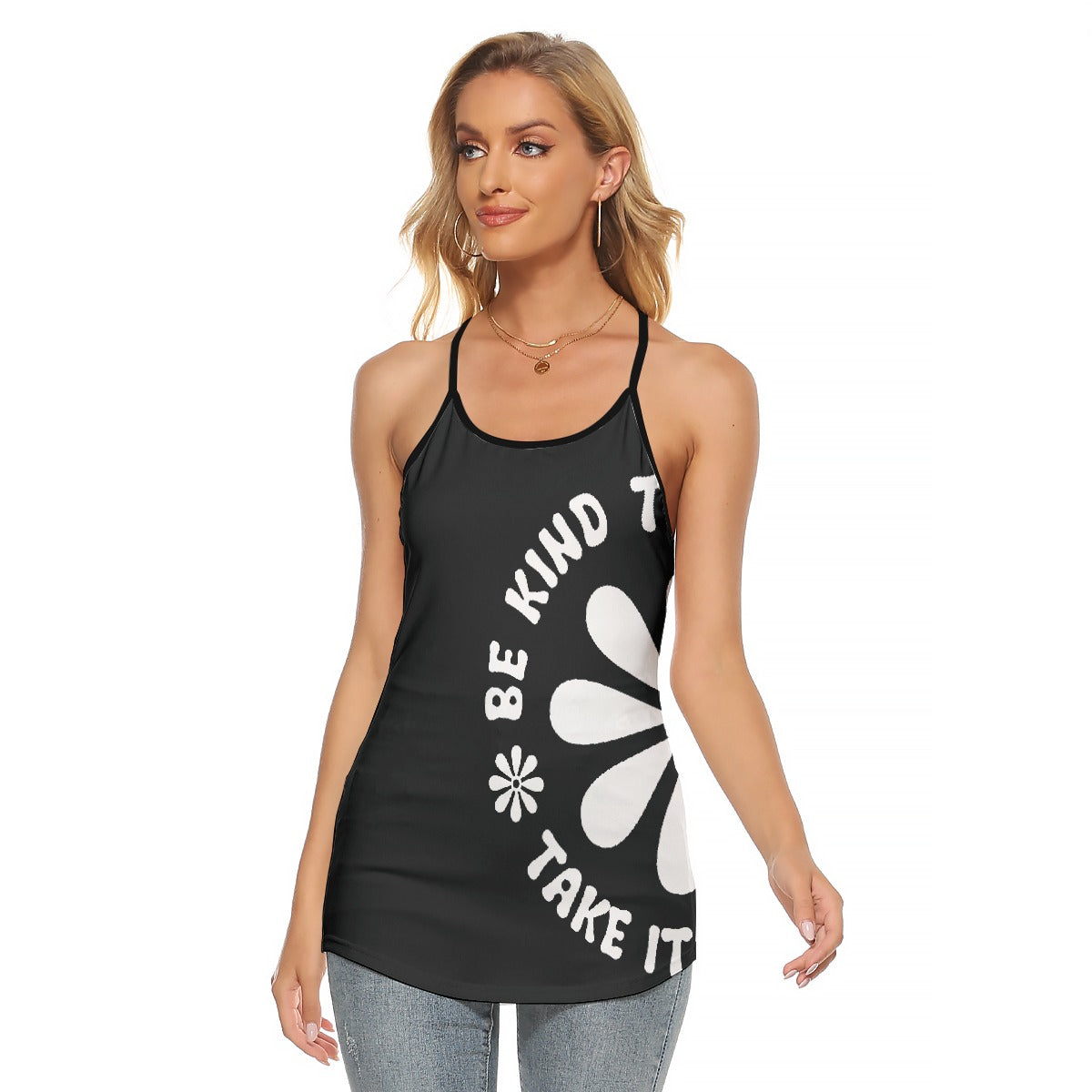 All-Over Print Women's Criss-Cross Open Back Tank Top
