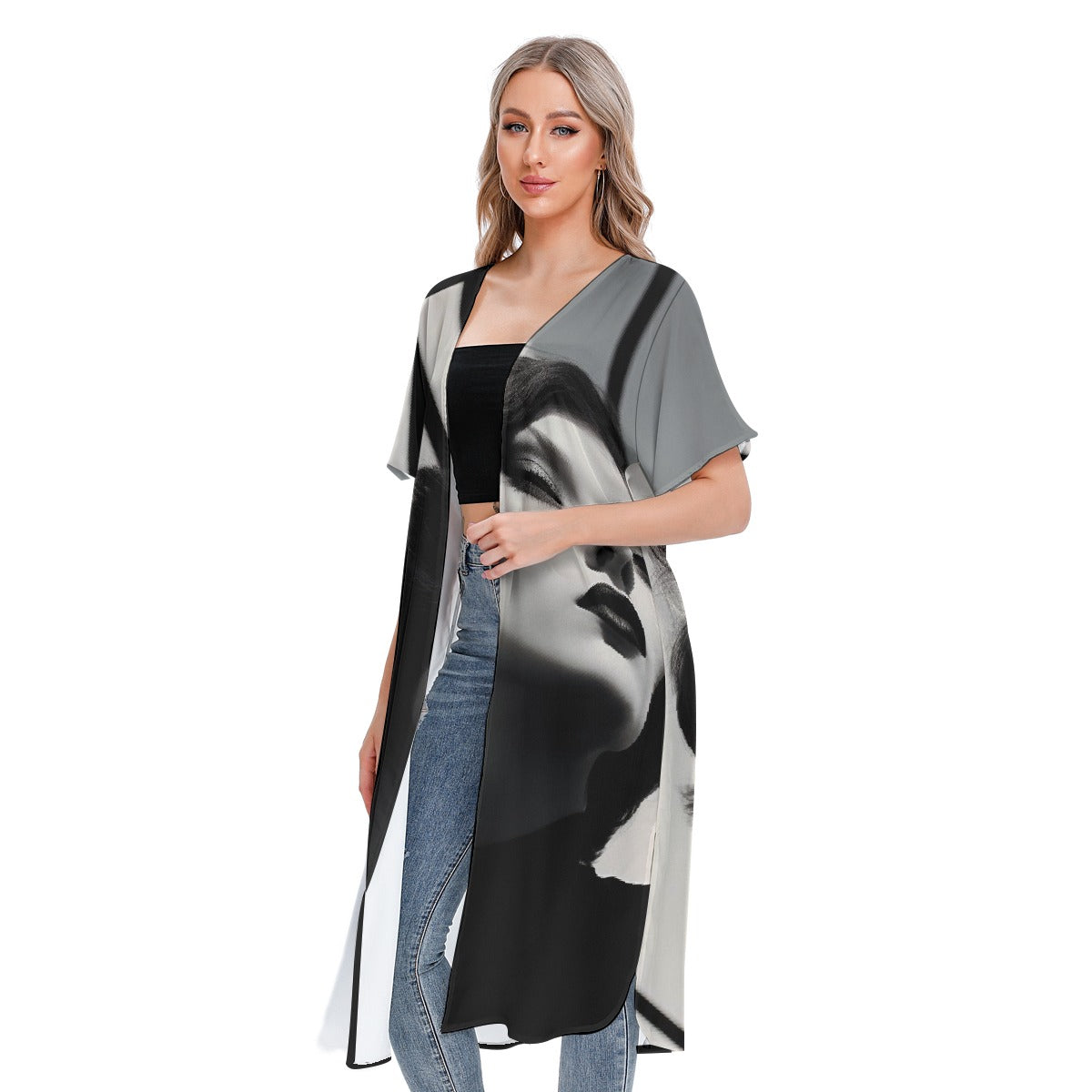 All-Over Print Women's Short Sleeve Cardigan