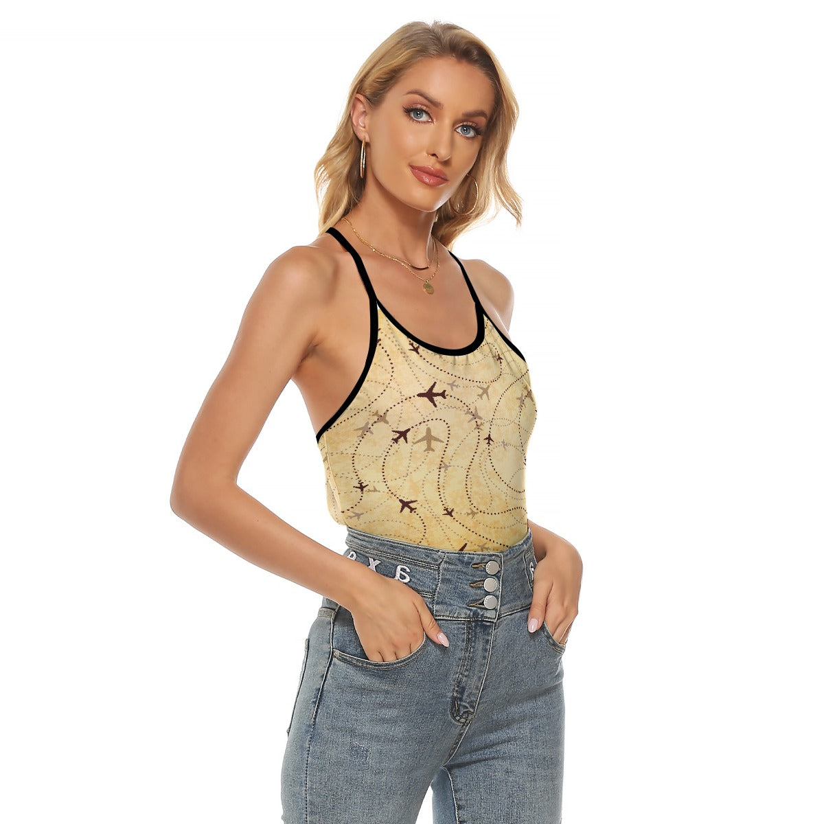 All-Over Print Women's Criss-Cross Open Back Tank Top