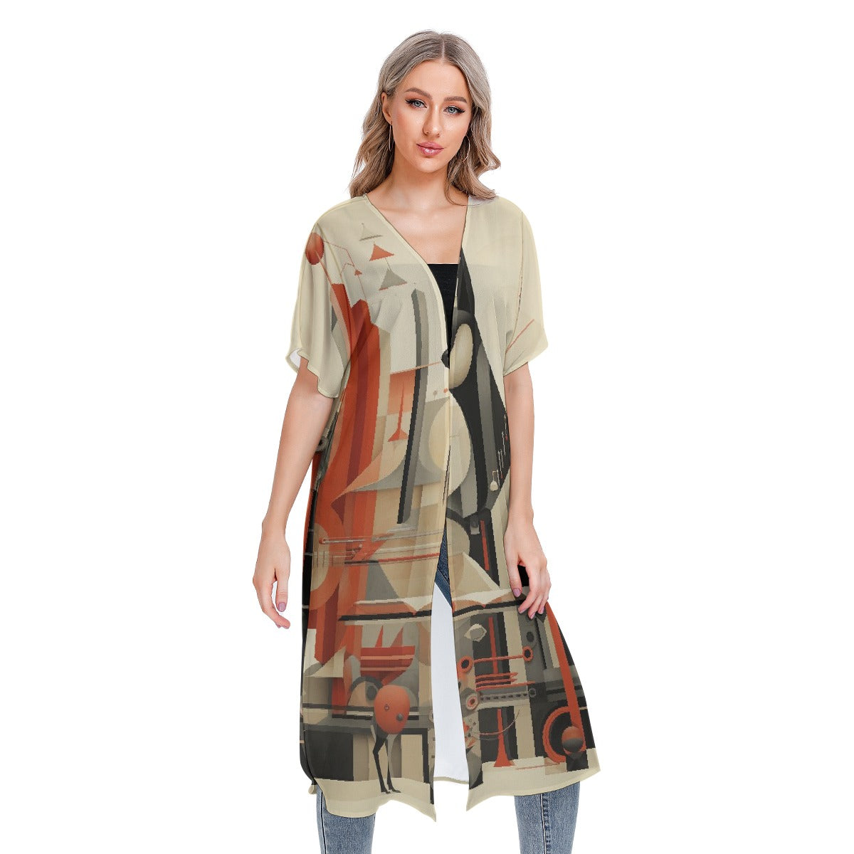 All-Over Print Women's Short Sleeve Cardigan