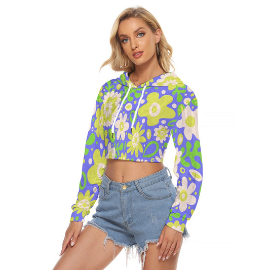 All-Over Print Women's Crop Top Hoodie|Velvet