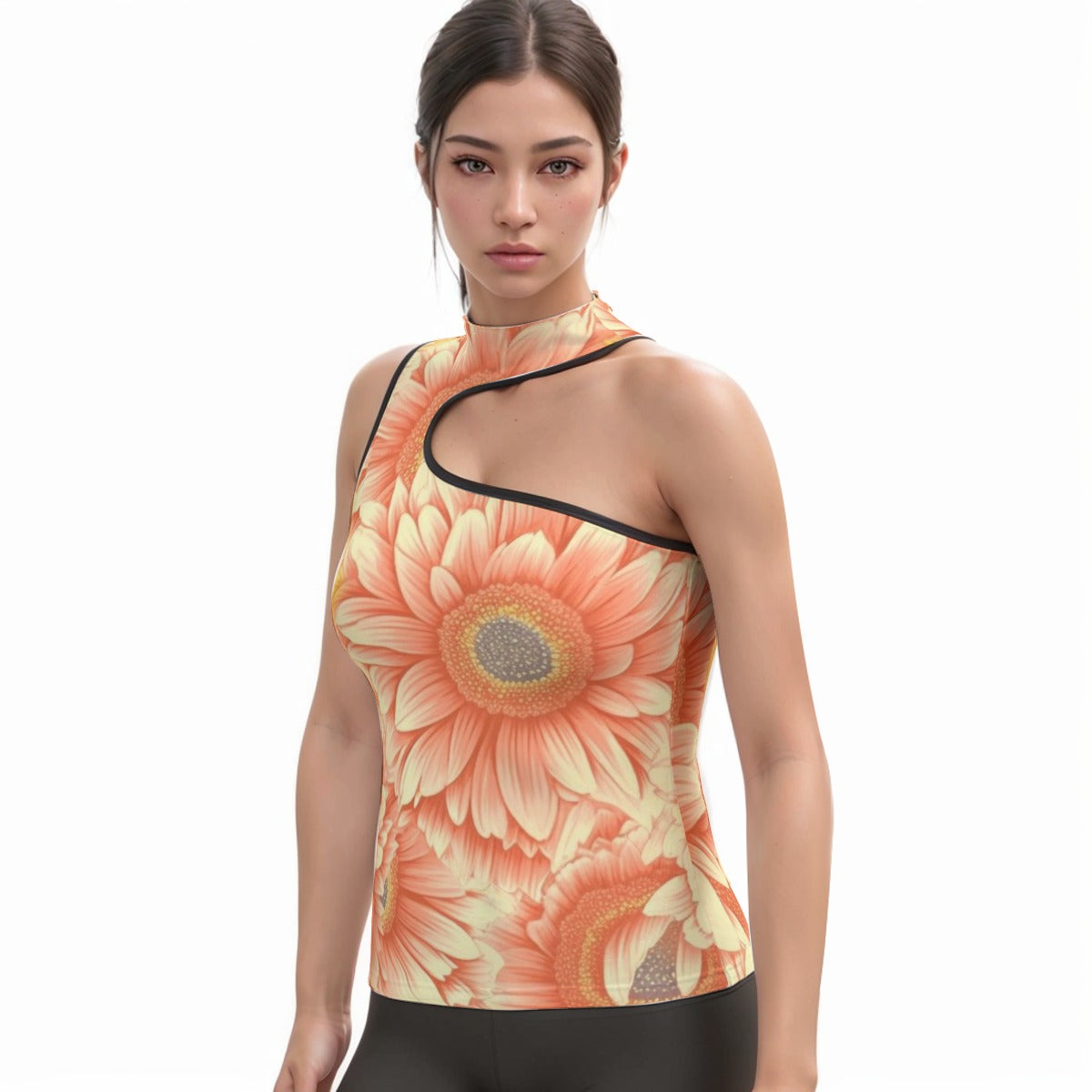 All-Over Print Women's Halter Sleeveless Asymmetrical Tank Top