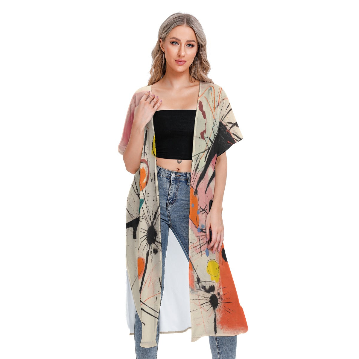 All-Over Print Women's Short Sleeve Cardigan