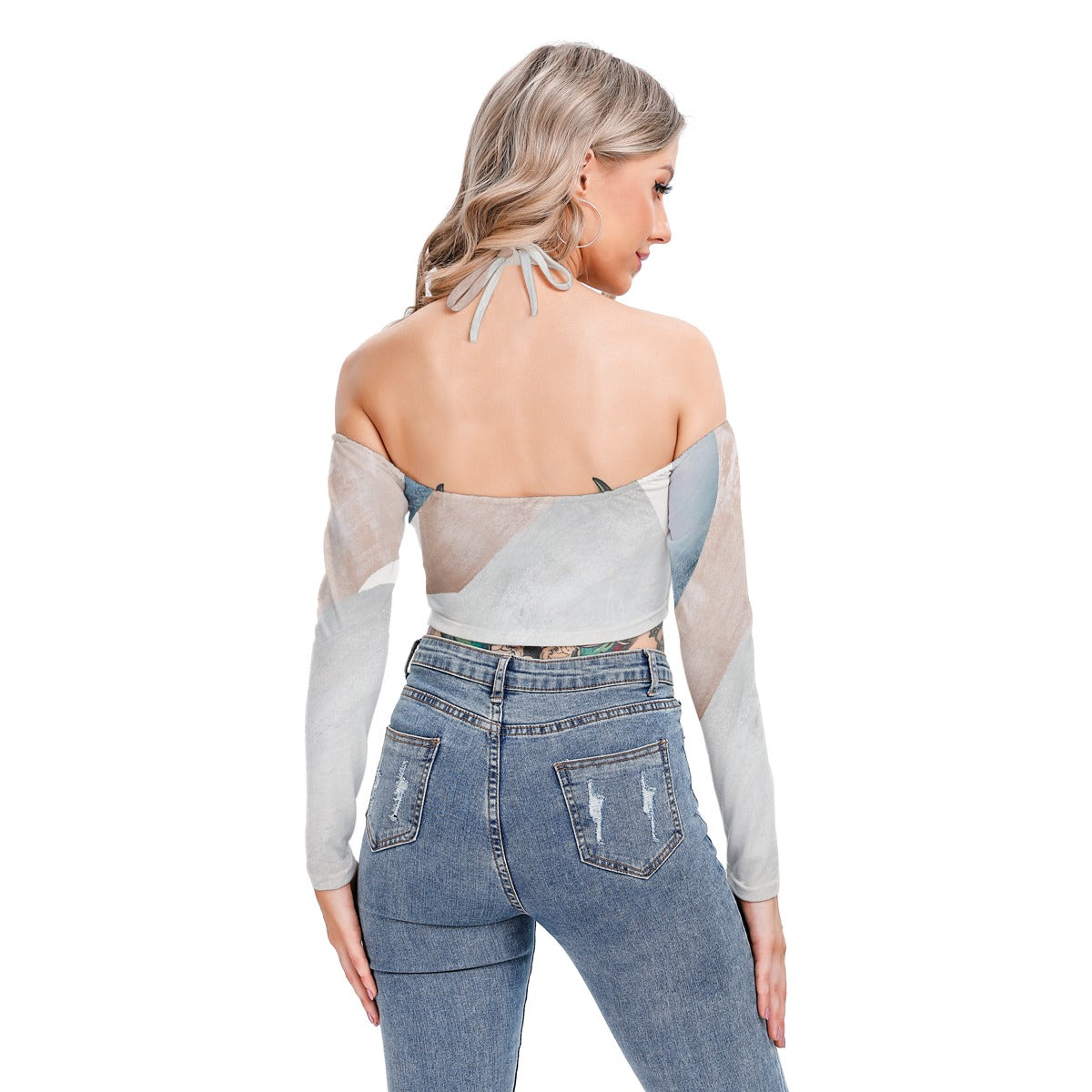 All-Over Print Women's Halter Lace-up Top