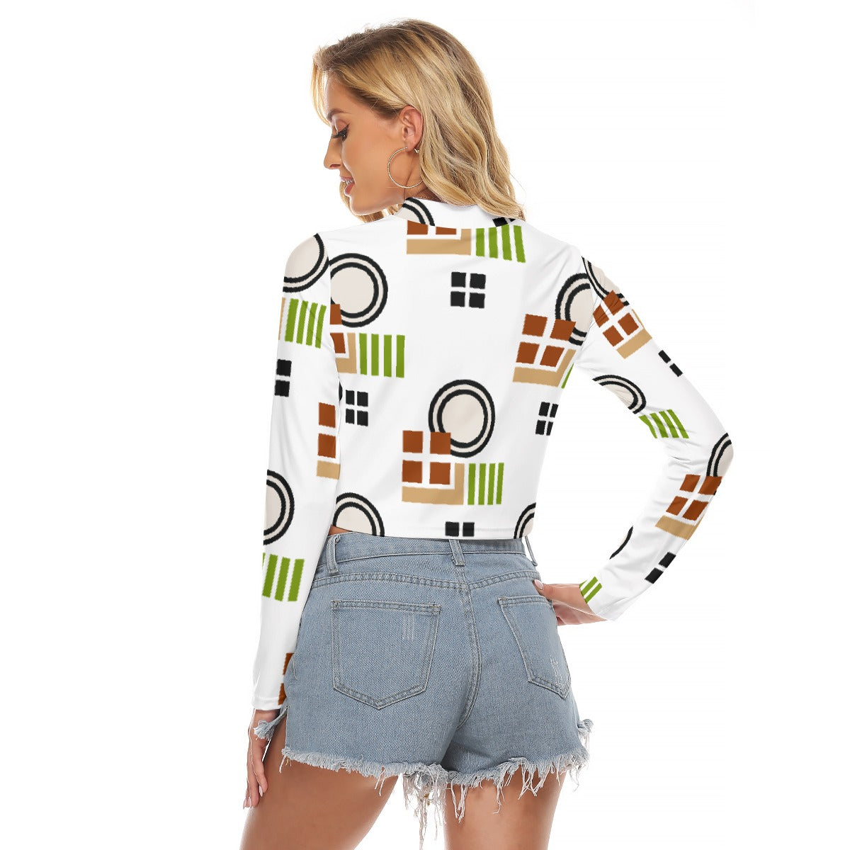 All-Over Print Women's Hollow Chest Keyhole Tight Crop Top