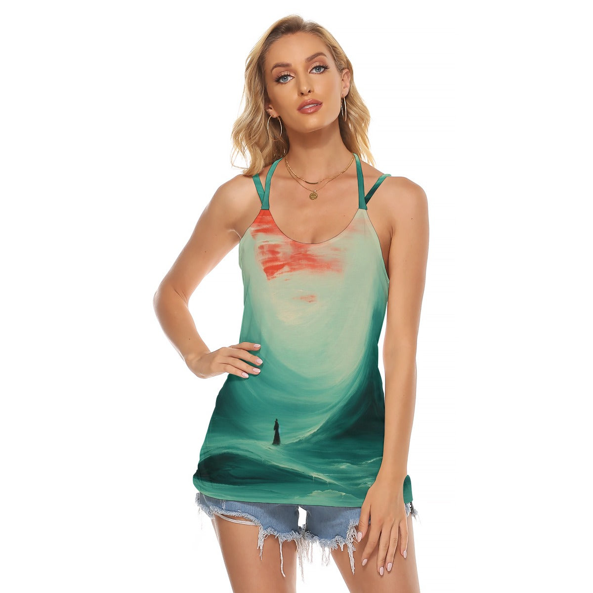 All-Over Print Women's Halter Top With Backless
