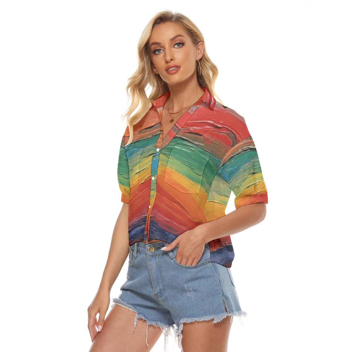 All-Over Print Women's V-neck Shirts