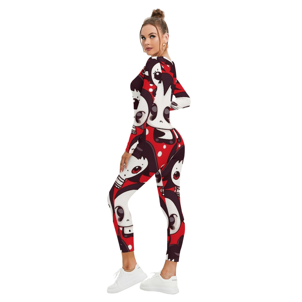 All-Over Print Women's Plunging Neck Jumpsuit