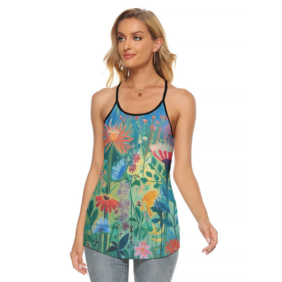All-Over Print Women's Criss-Cross Open Back Tank Top