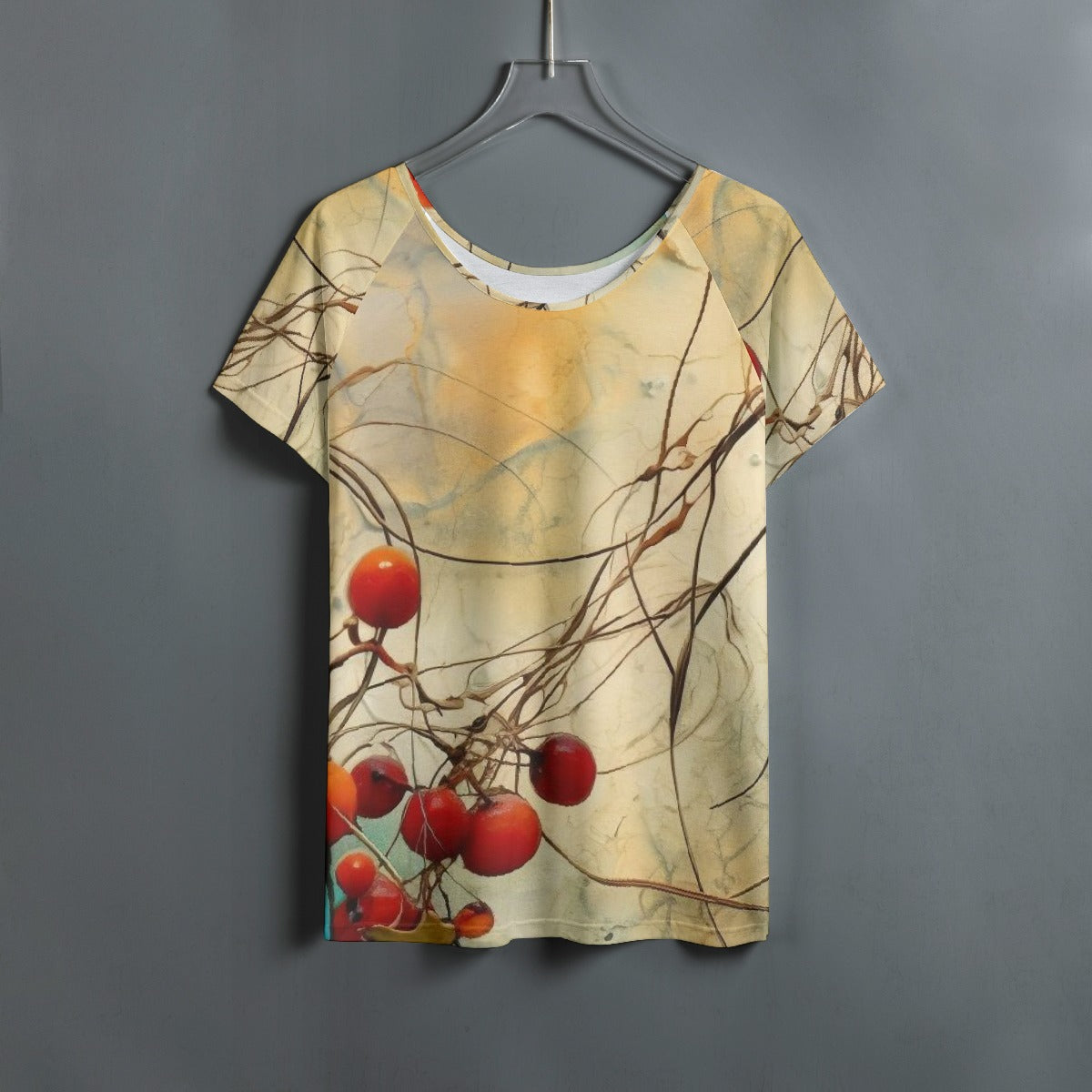 All-Over Print Women's Round Neck T-shirt With Raglan Sleeve