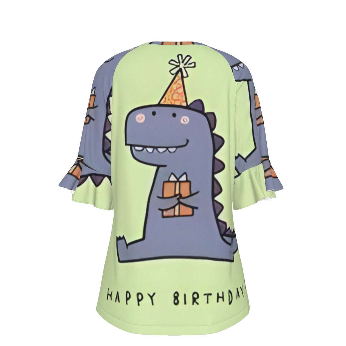 All-Over Print V-neck Women's T-shirt With Bell Sleeve