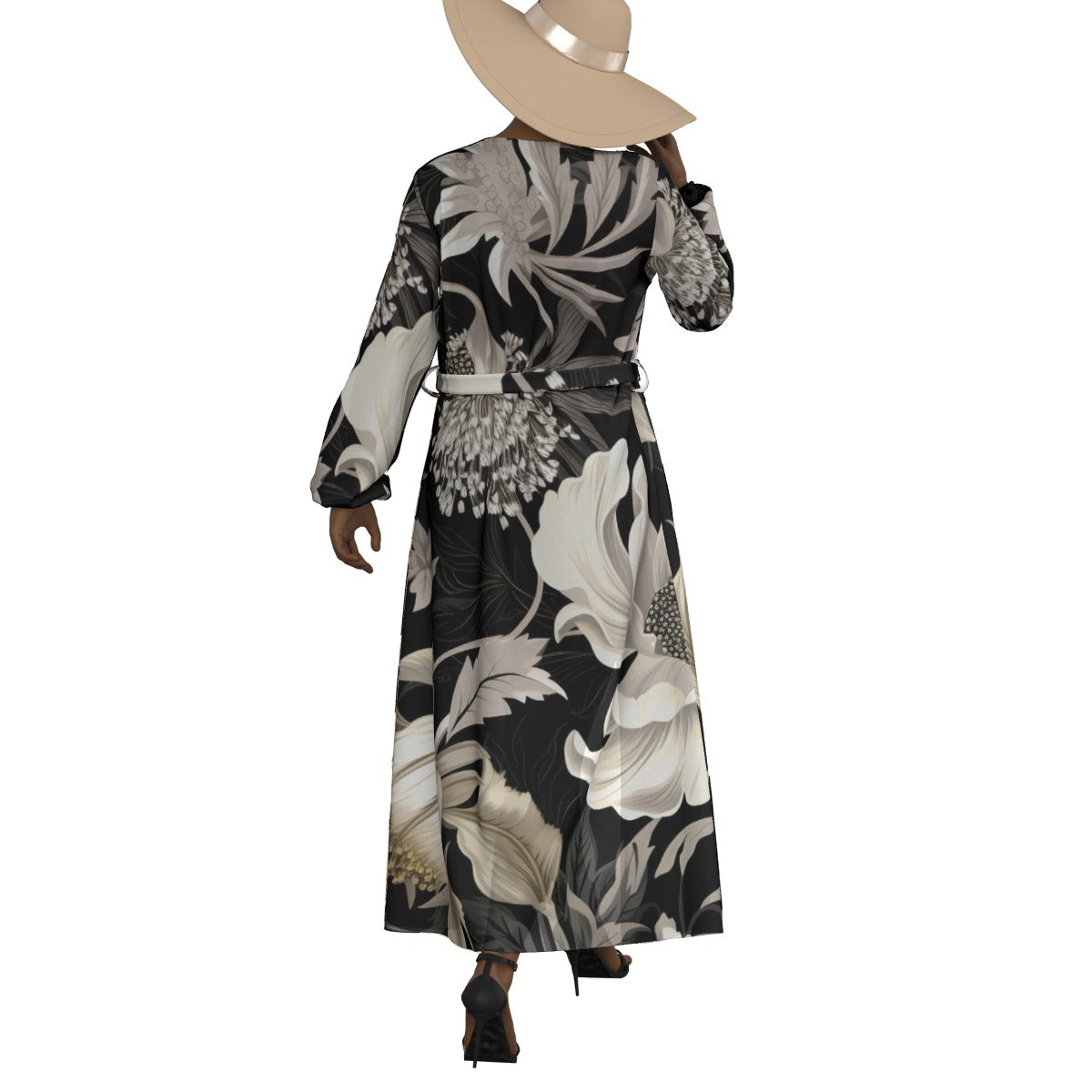 All-Over Print Women's Lace-up Chiffon Robe