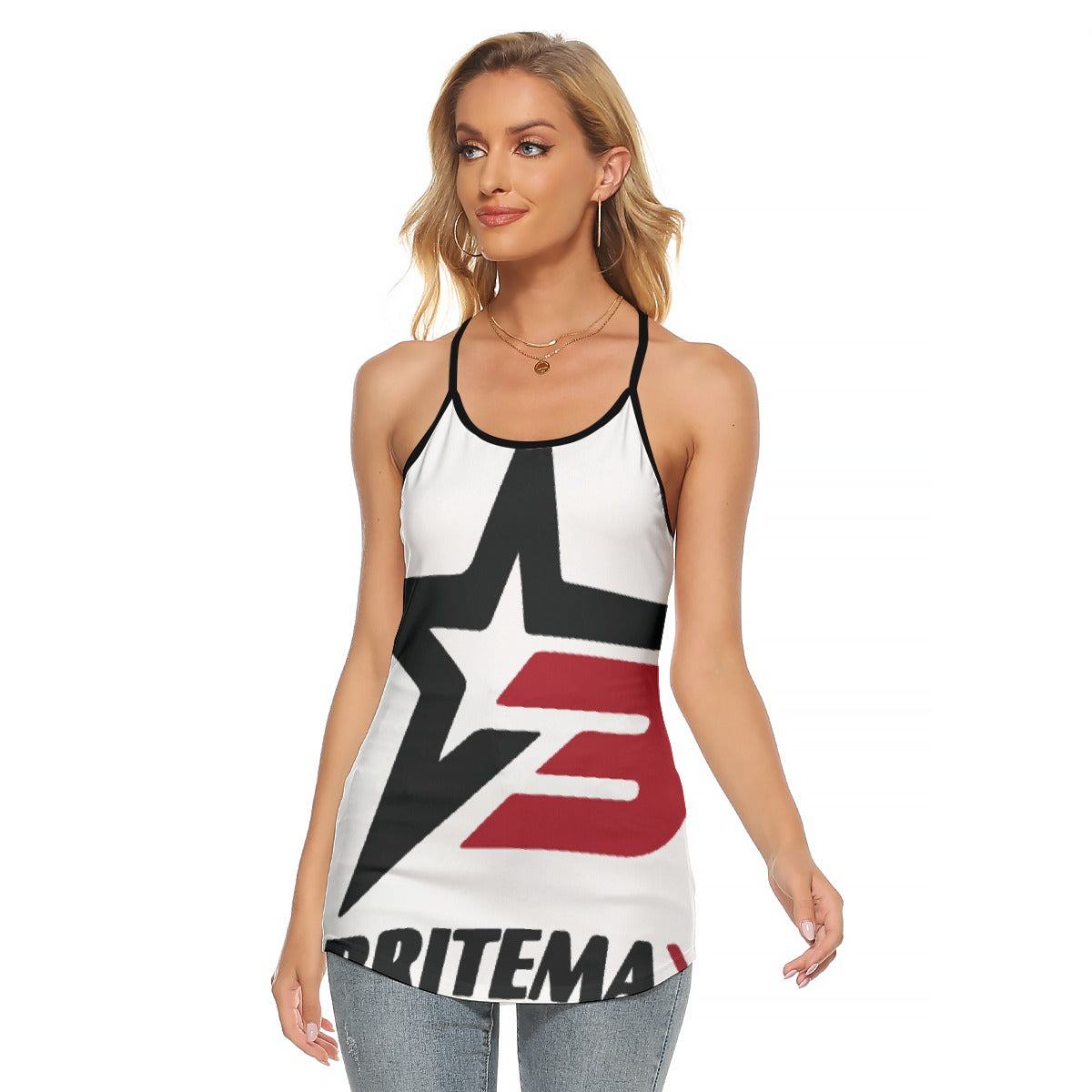 All-Over Print Women's Criss-Cross Open Back Tank Top
