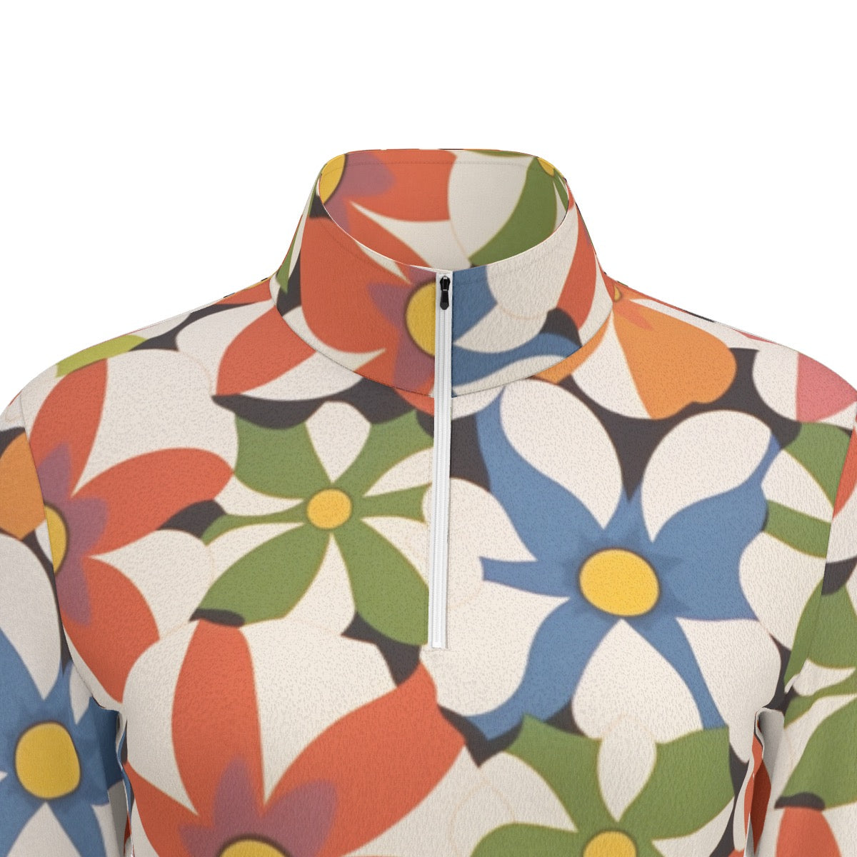 All-Over Print Women's Sports Collar Jersey With Long Sleeve