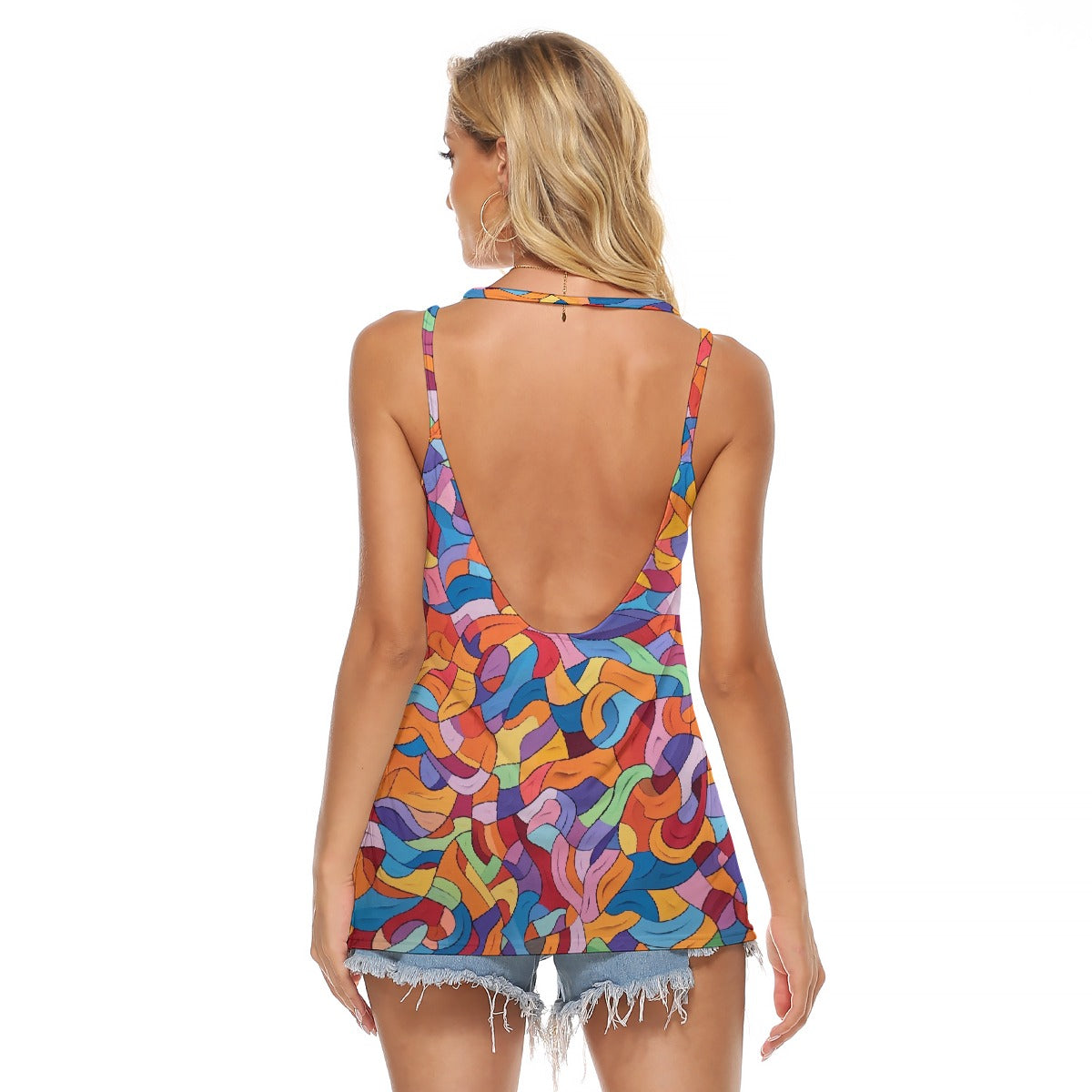All-Over Print Women's Halter Top With Backless
