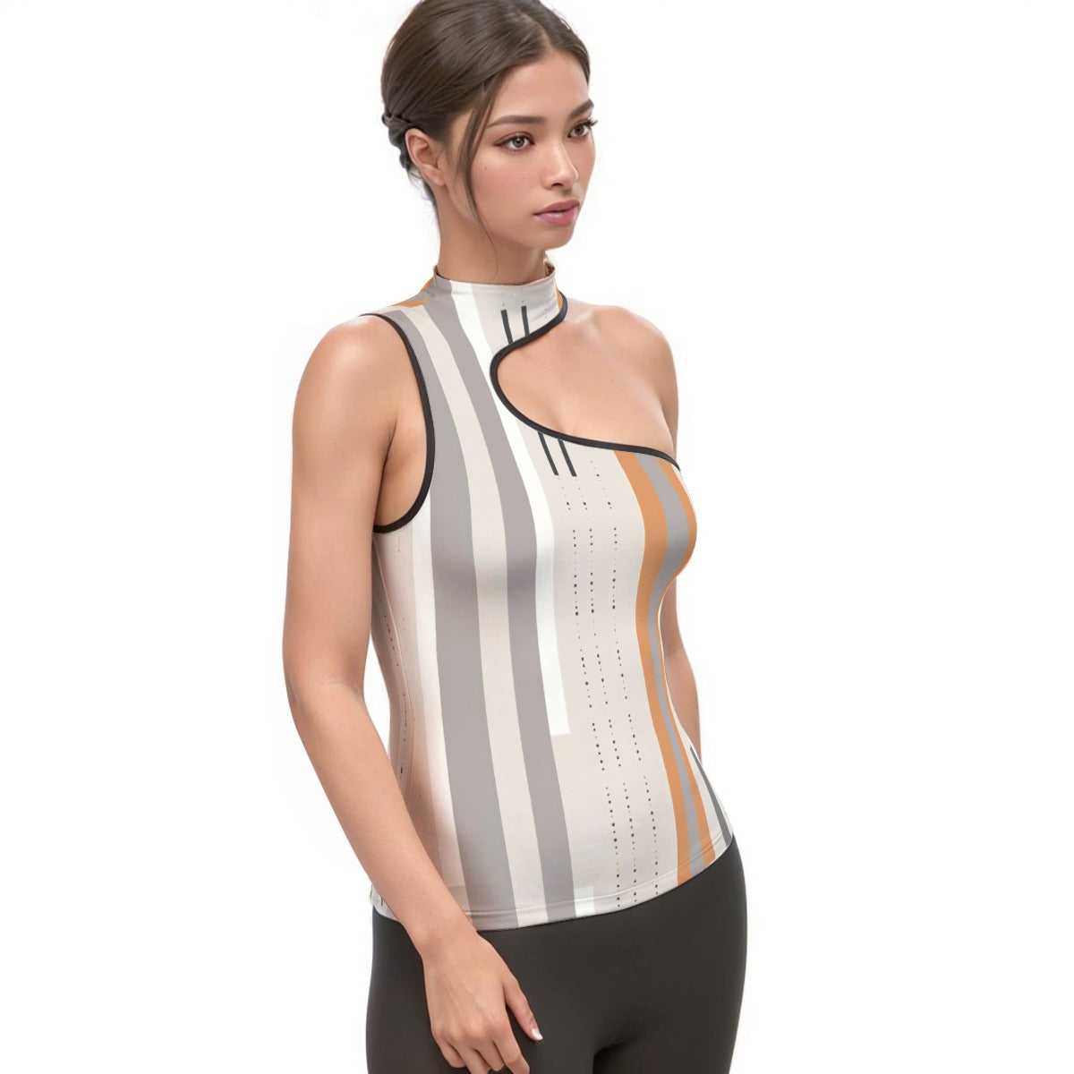 All-Over Print Women's Halter Sleeveless Asymmetrical Tank Top