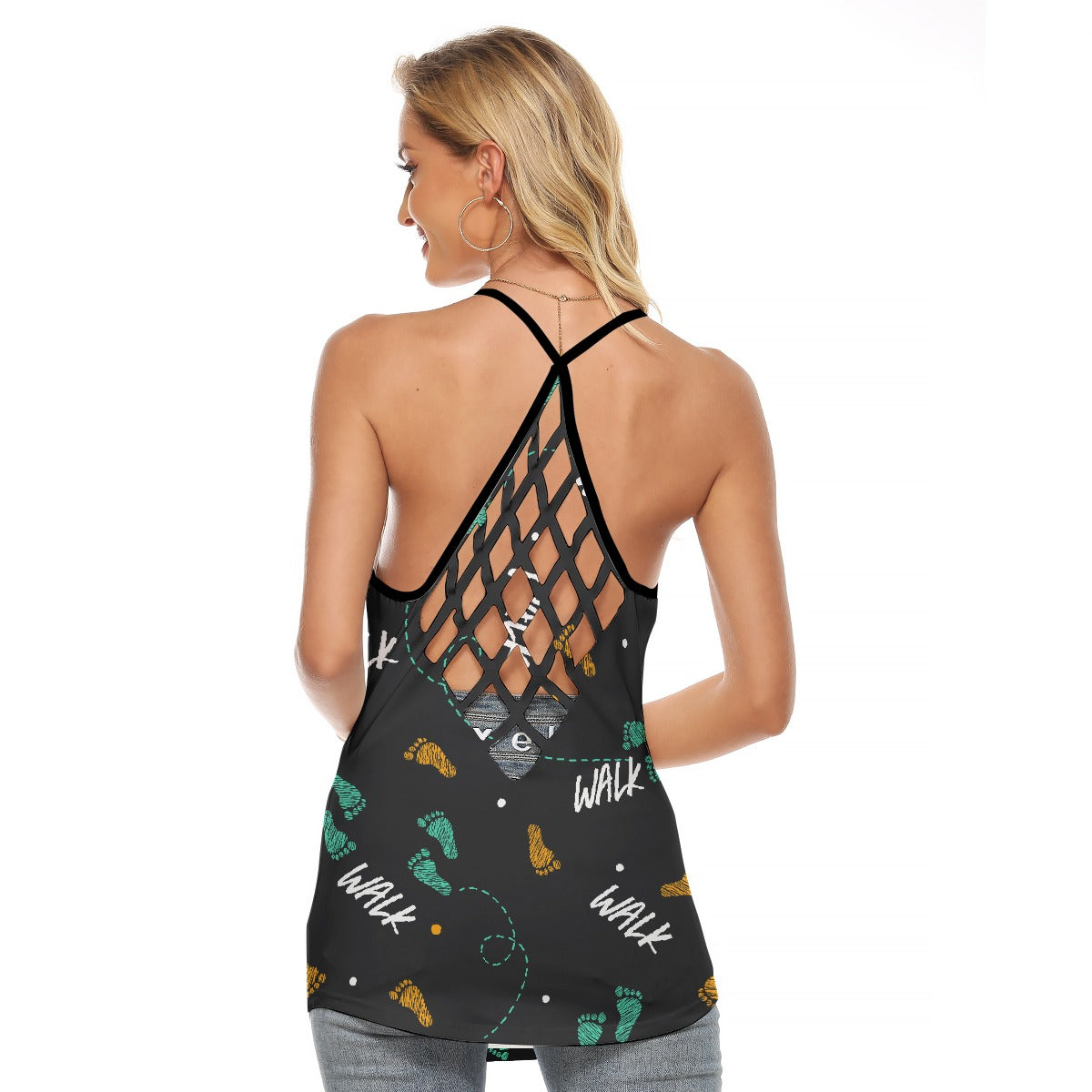 All-Over Print Women's Criss-Cross Open Back Tank Top