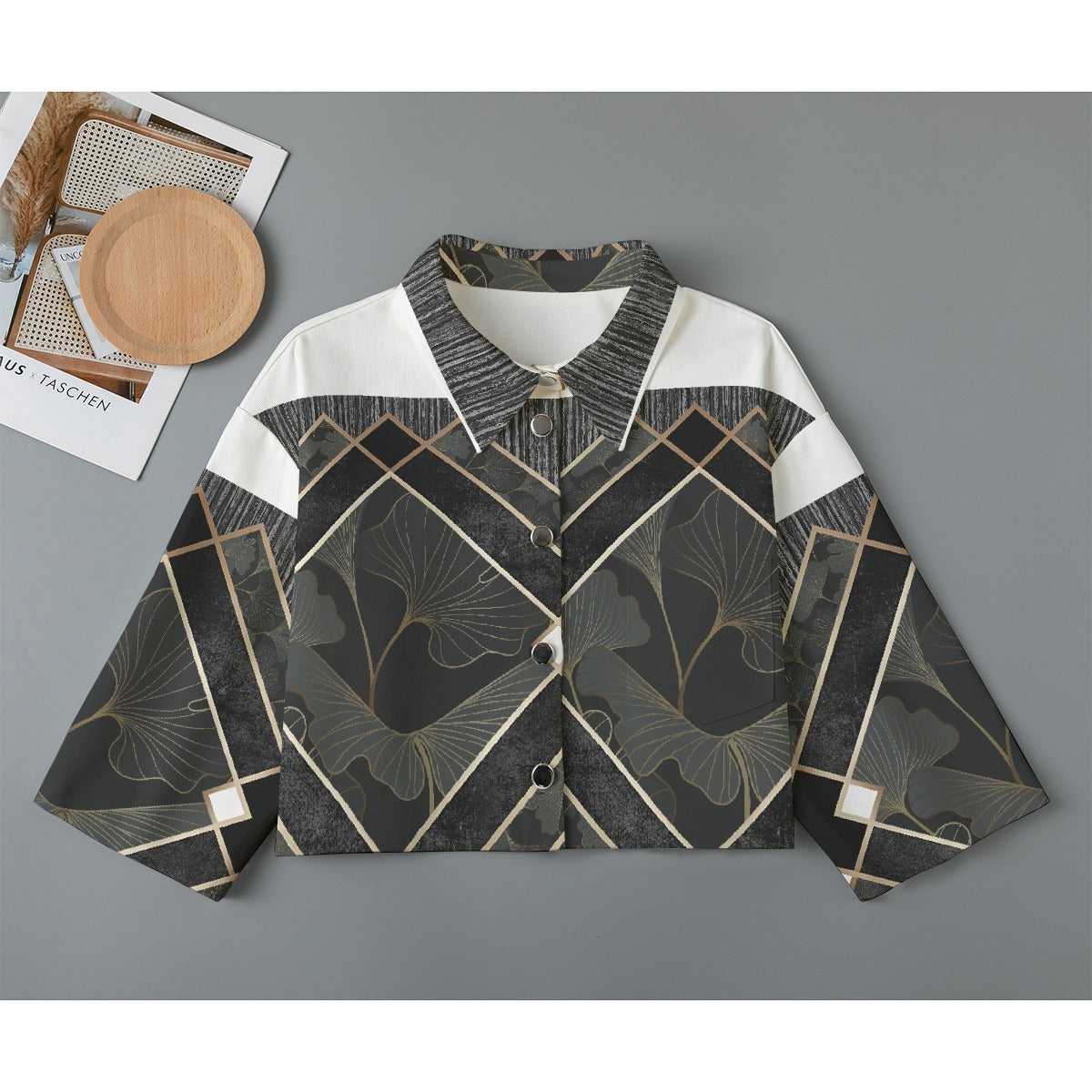 All-Over Print Women's Cropped Jacket | 245GSM Cotton