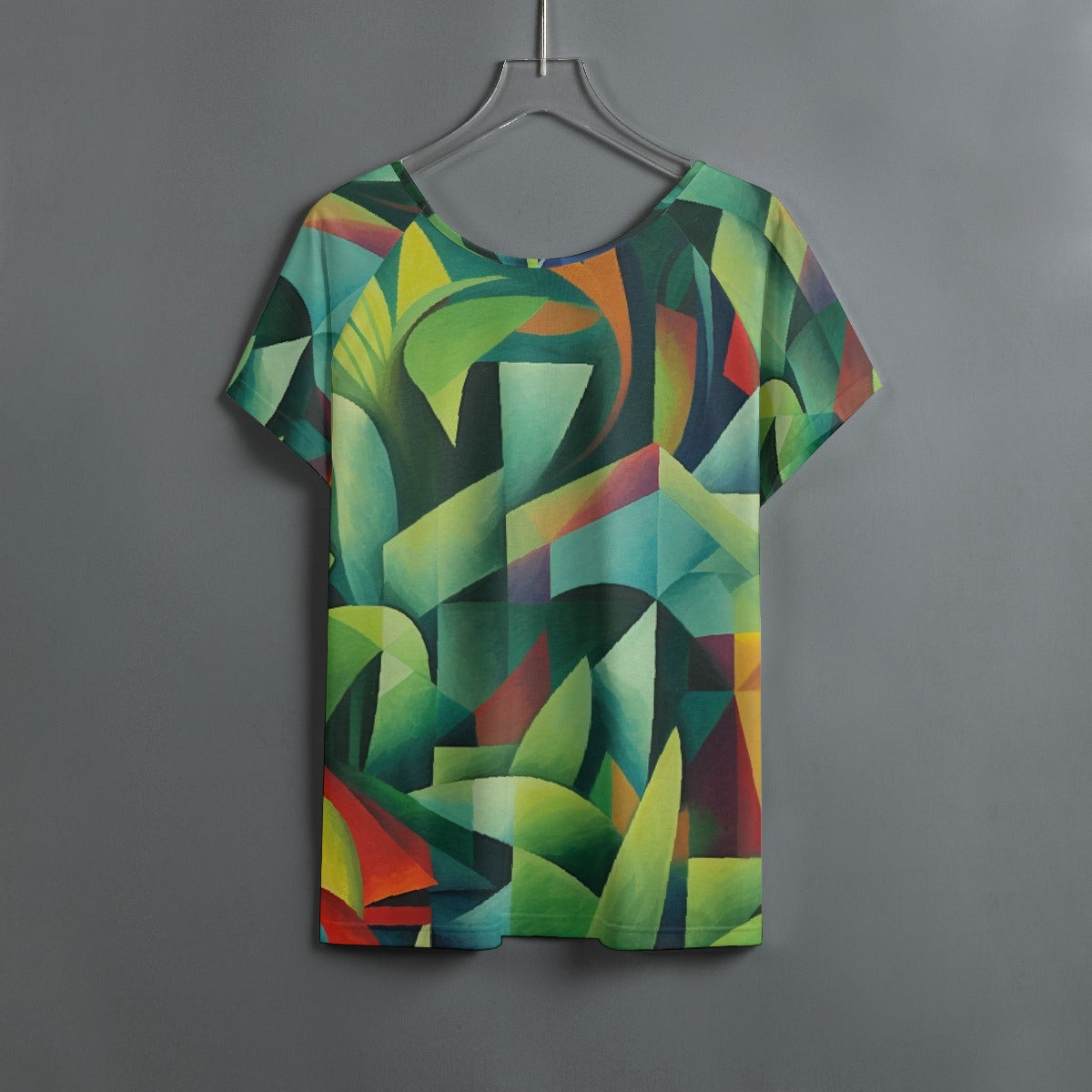 All-Over Print Women's Round Neck T-shirt With Raglan Sleeve