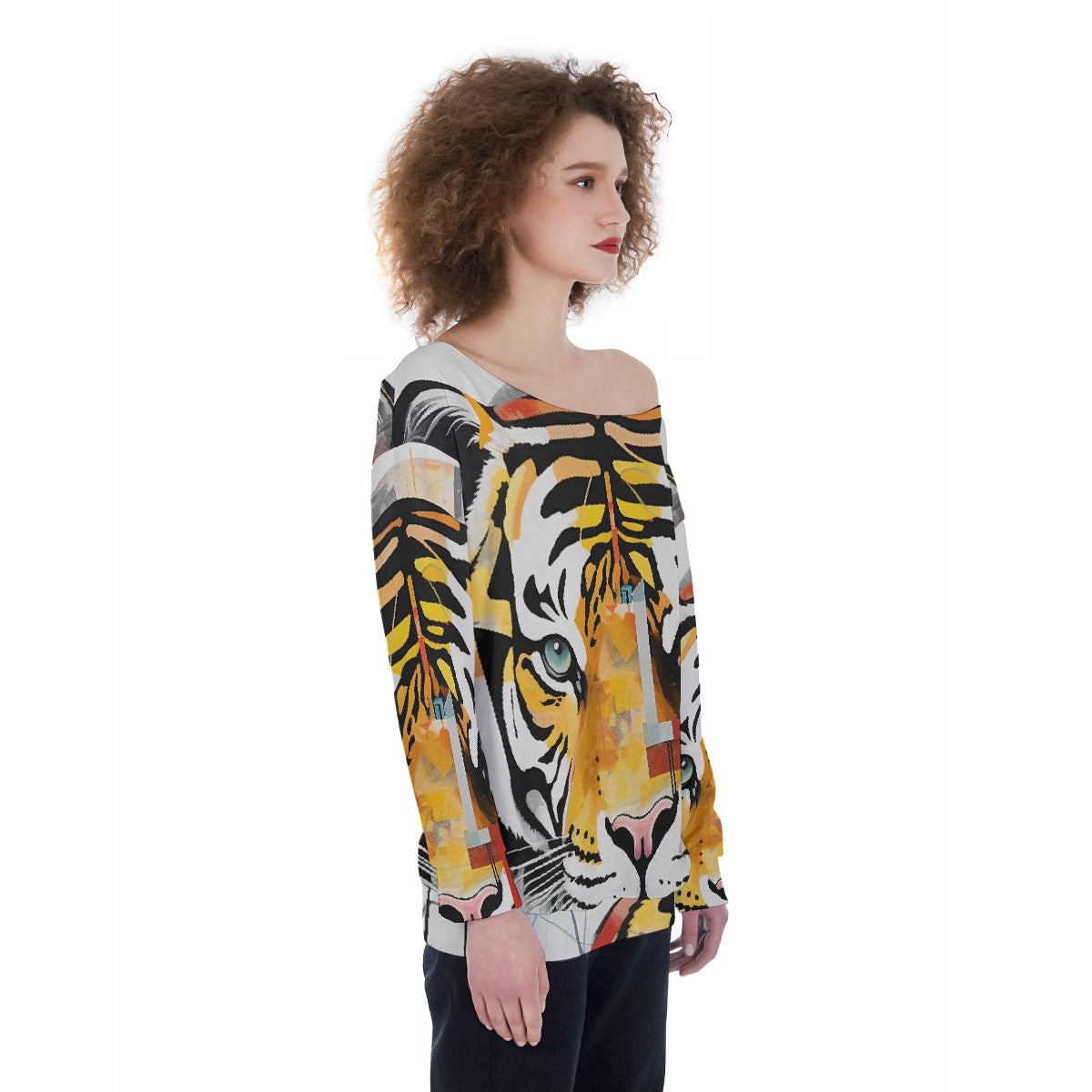 All-Over Print Oversized Women's Off-Shoulder Sweatshirt