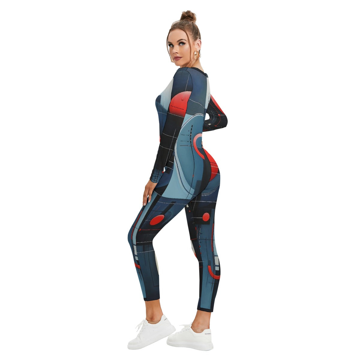 All-Over Print Women's Plunging Neck Jumpsuit