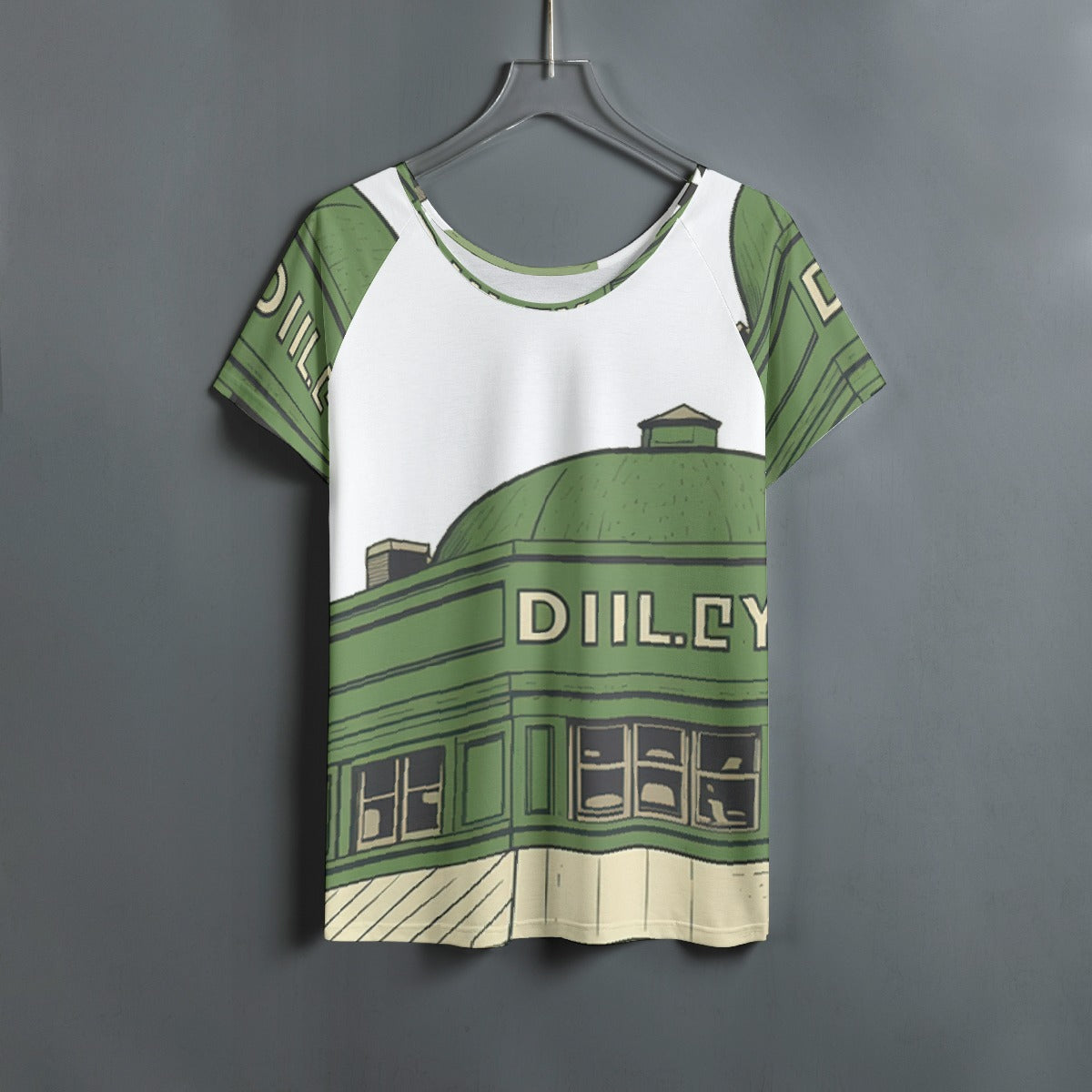 All-Over Print Women's Round Neck T-shirt With Raglan Sleeve