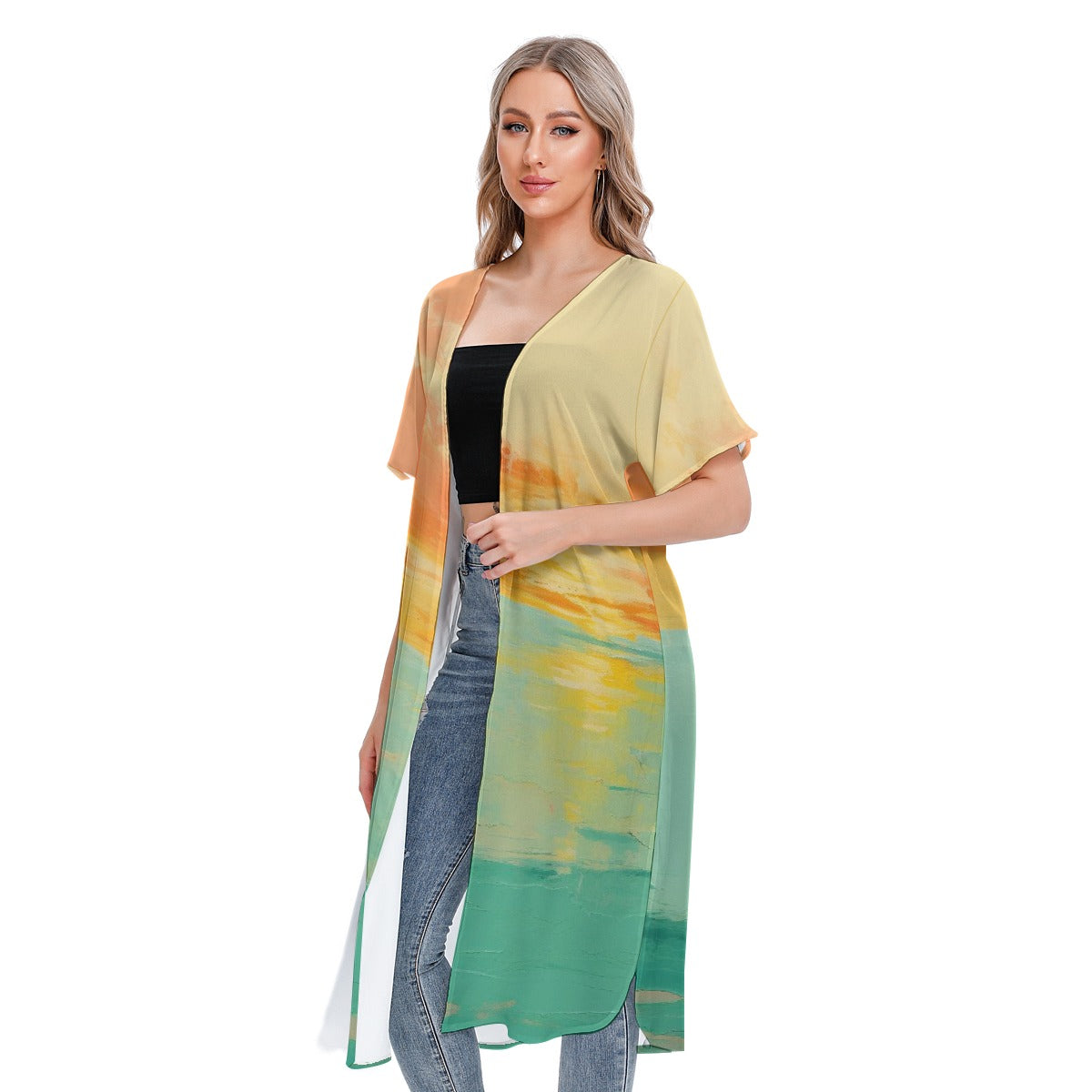 All-Over Print Women's Short Sleeve Cardigan