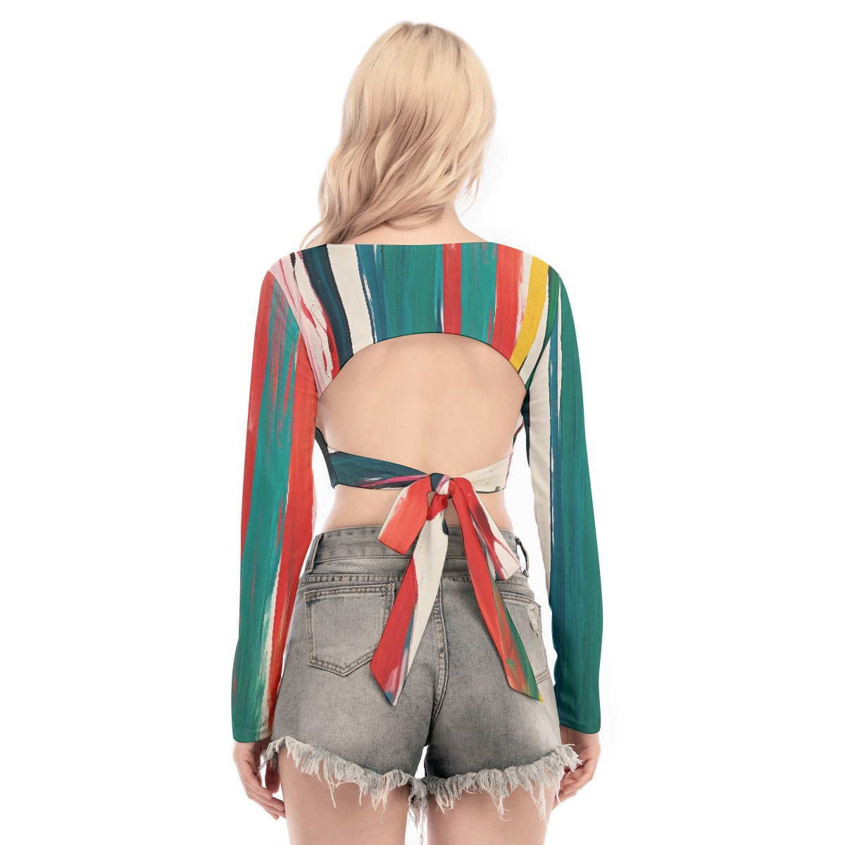 All-Over Print Women's Back Hollow T-shirt With Strap