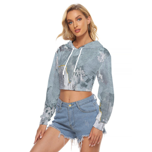 All-Over Print Women's Crop Top Hoodie|Velvet