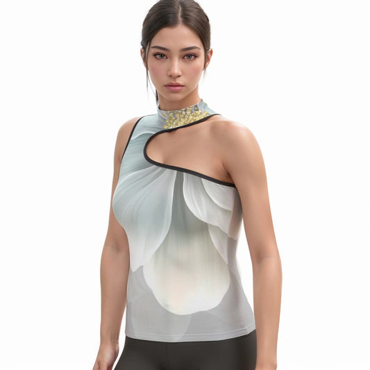 All-Over Print Women's Halter Sleeveless Asymmetrical Tank Top