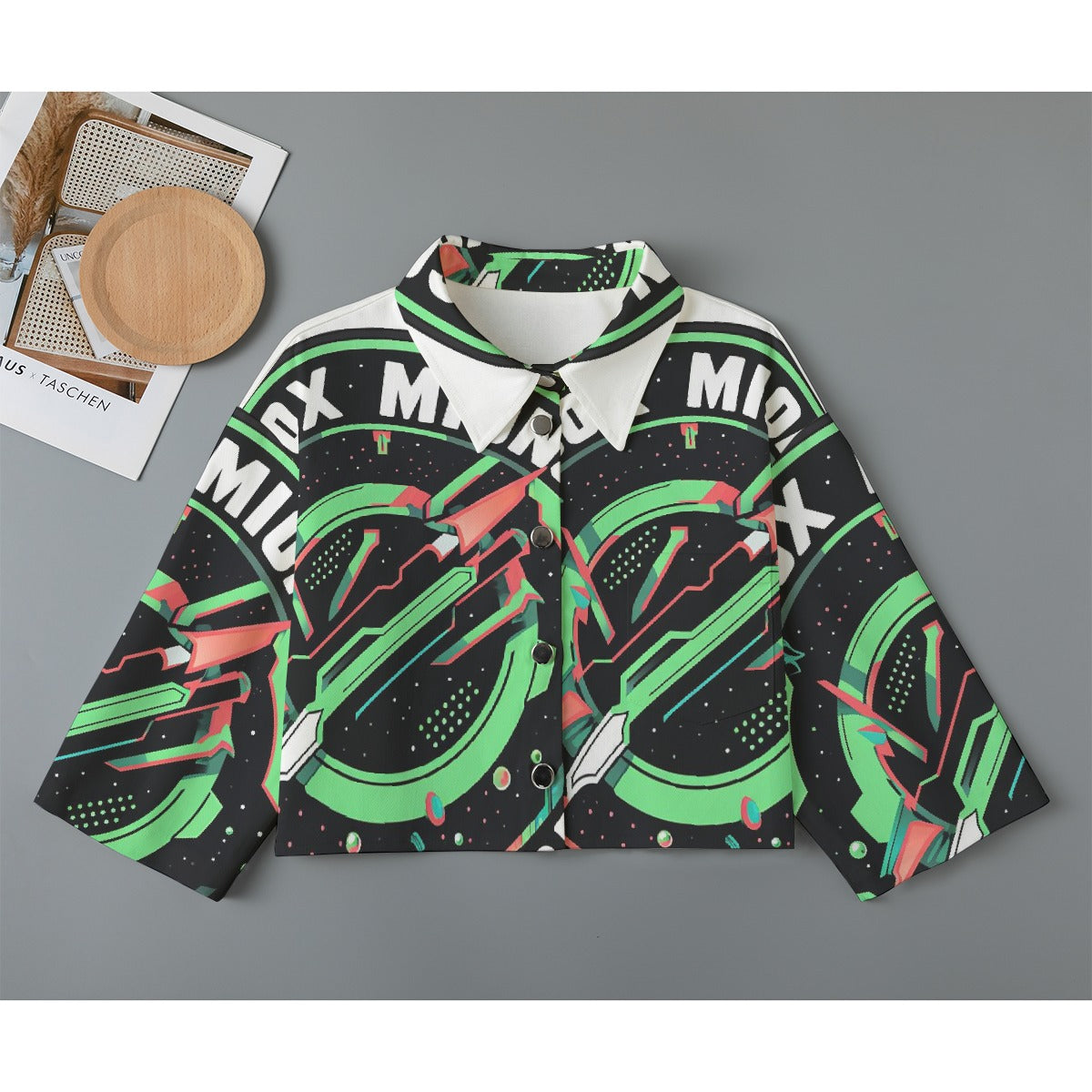 All-Over Print Women's Cropped Jacket | 245GSM Cotton