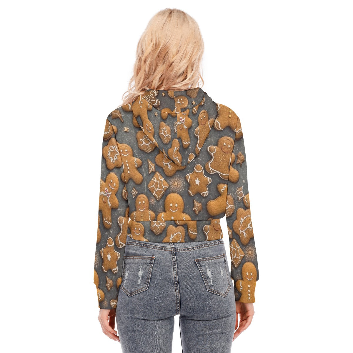 All-Over Print Women's Crop Top Hoodie With Zipper Closure