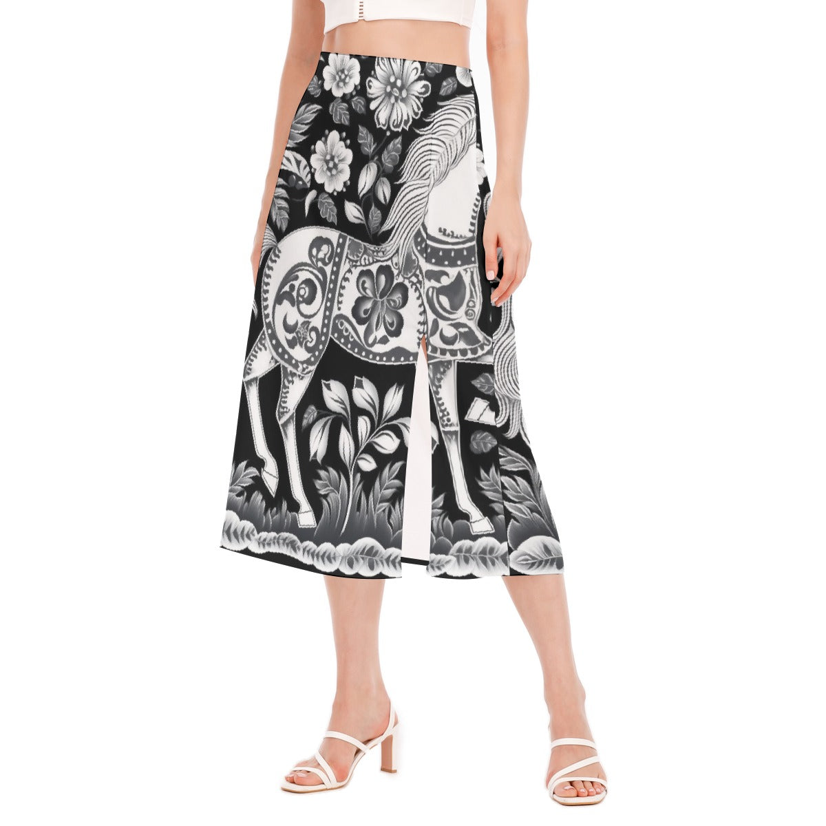 All-Over Print Women's High Slit Long Skirt