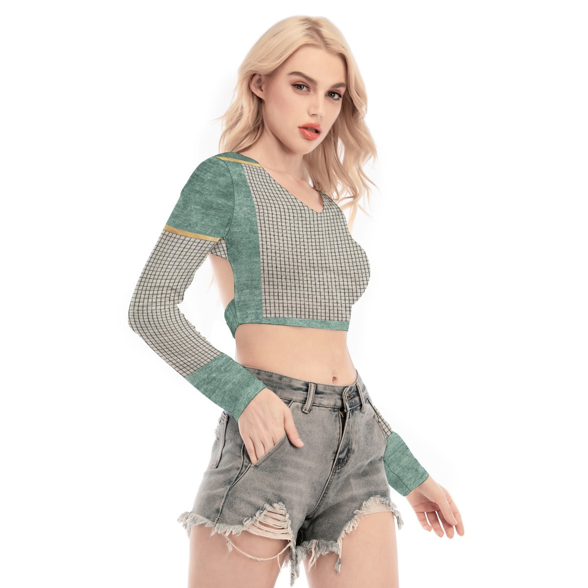 All-Over Print Women's Back Hollow T-shirt With Strap