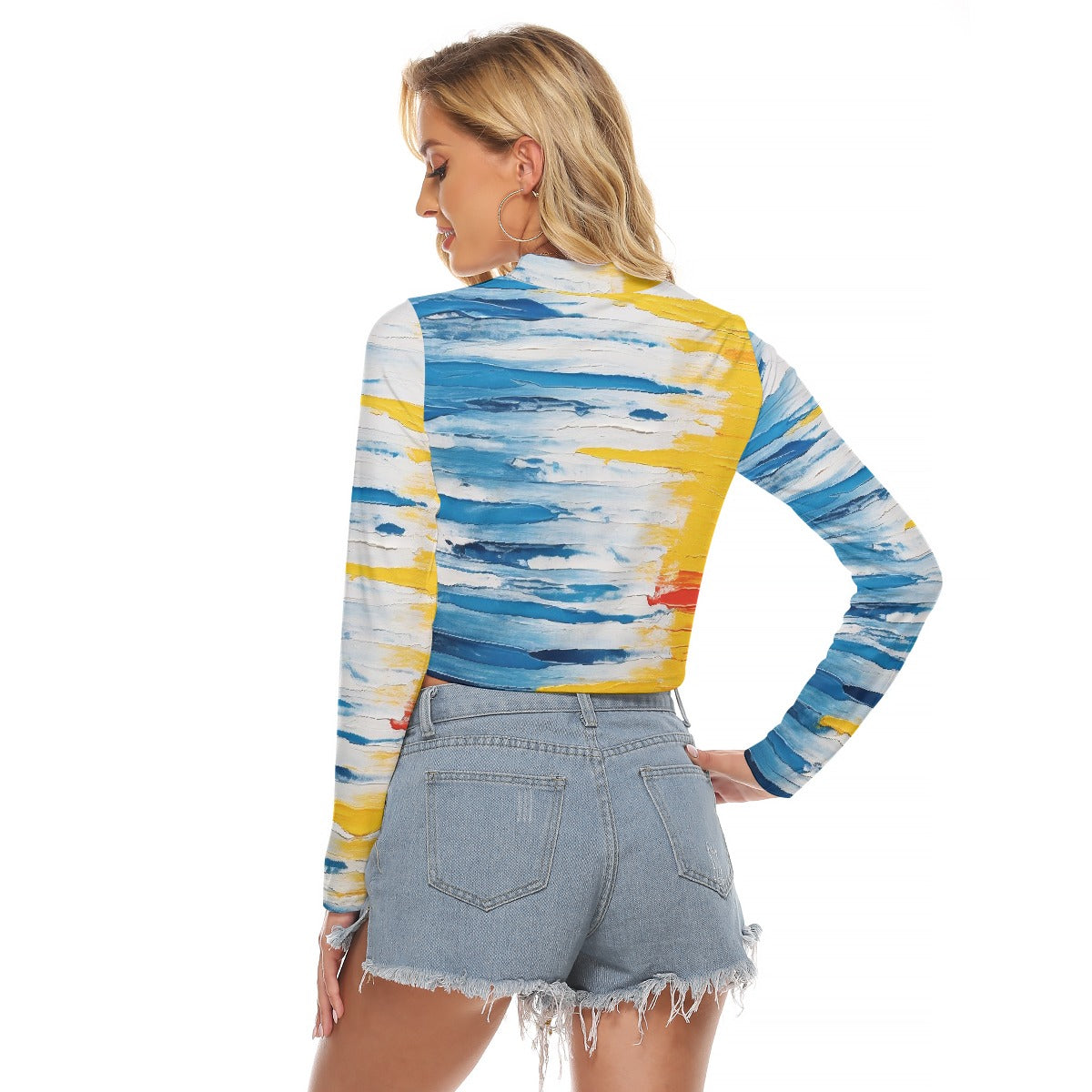 All-Over Print Women's Hollow Chest Keyhole Tight Crop Top