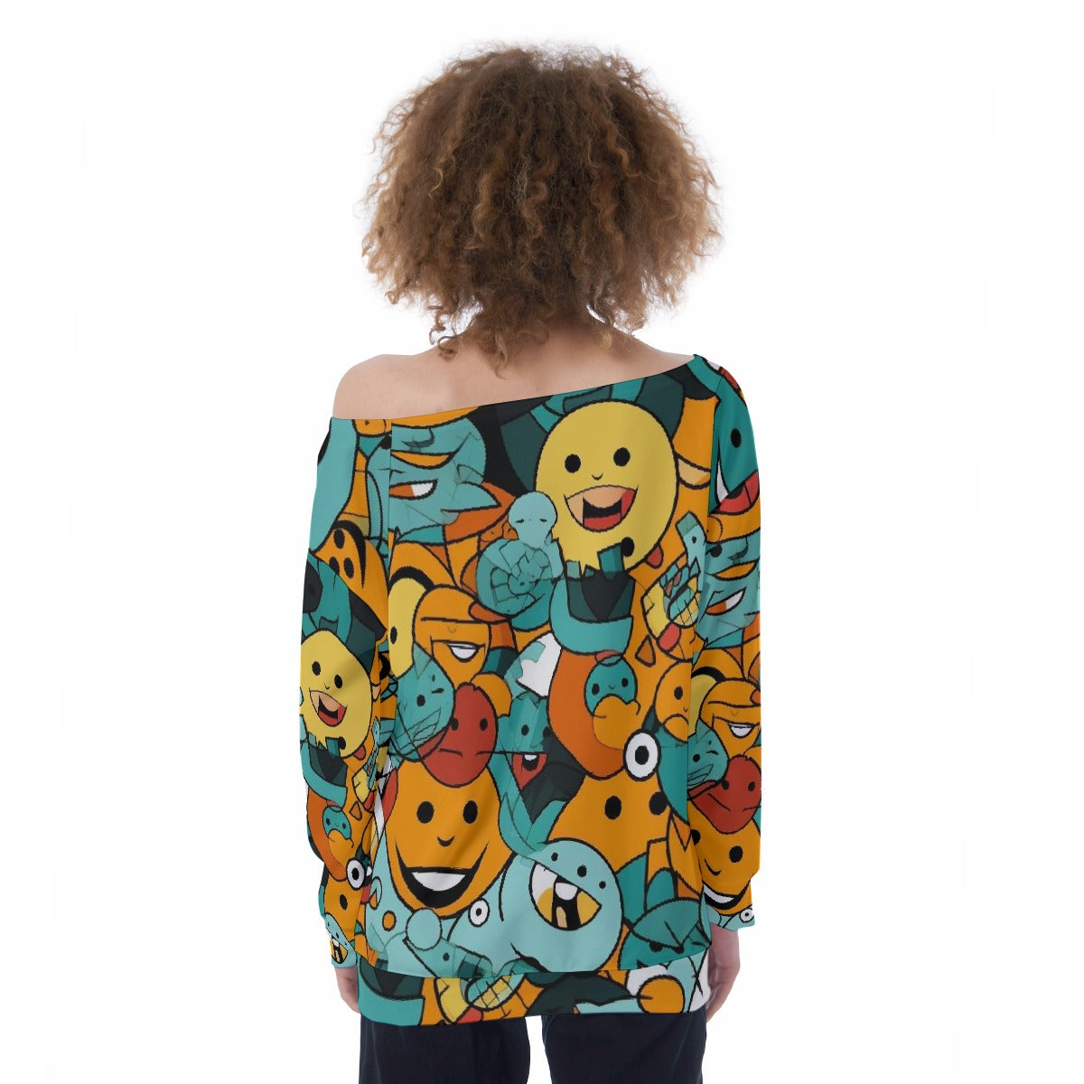All-Over Print Oversized Women's Off-Shoulder Sweatshirt