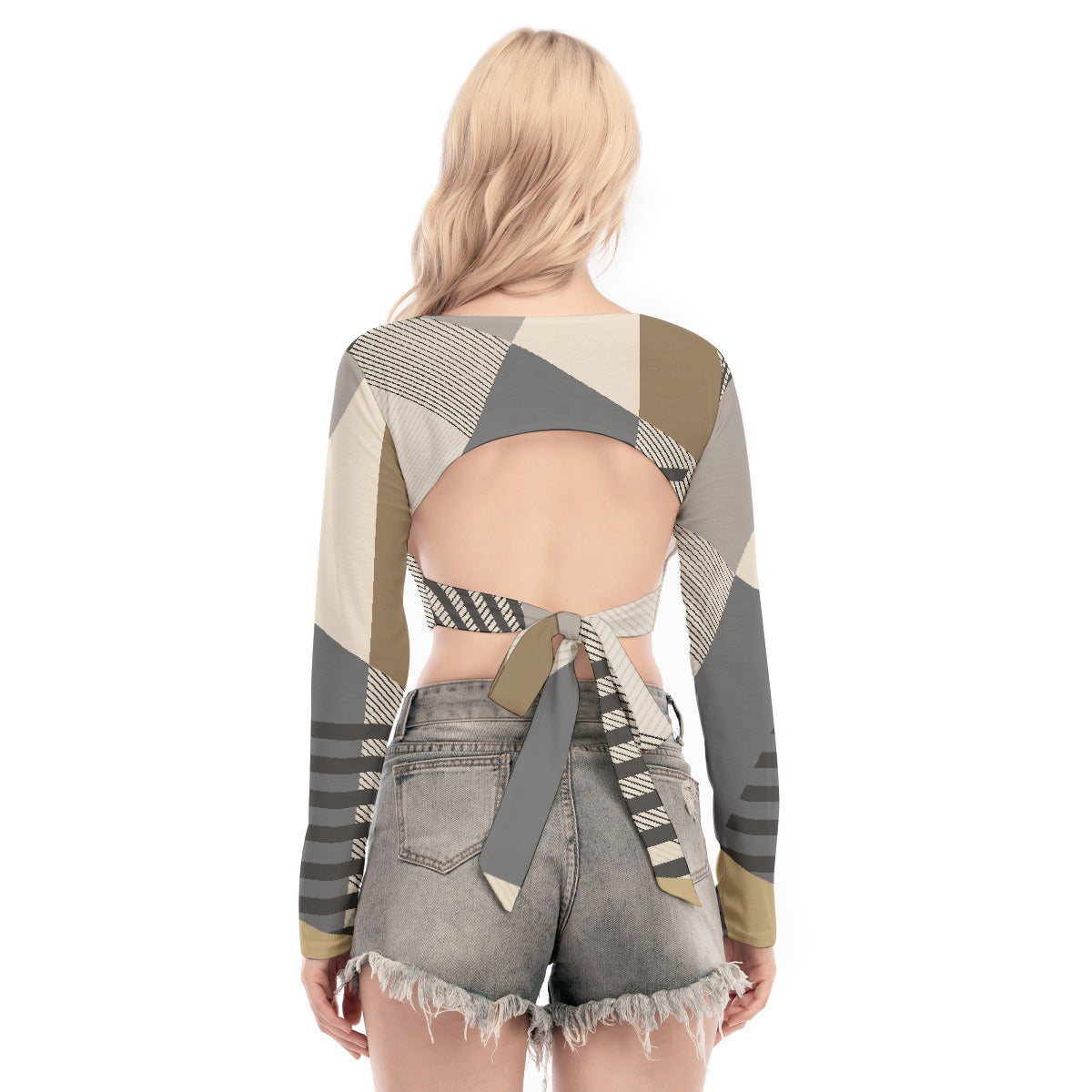 All-Over Print Women's Back Hollow T-shirt With Strap