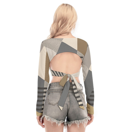 All-Over Print Women's Back Hollow T-shirt With Strap