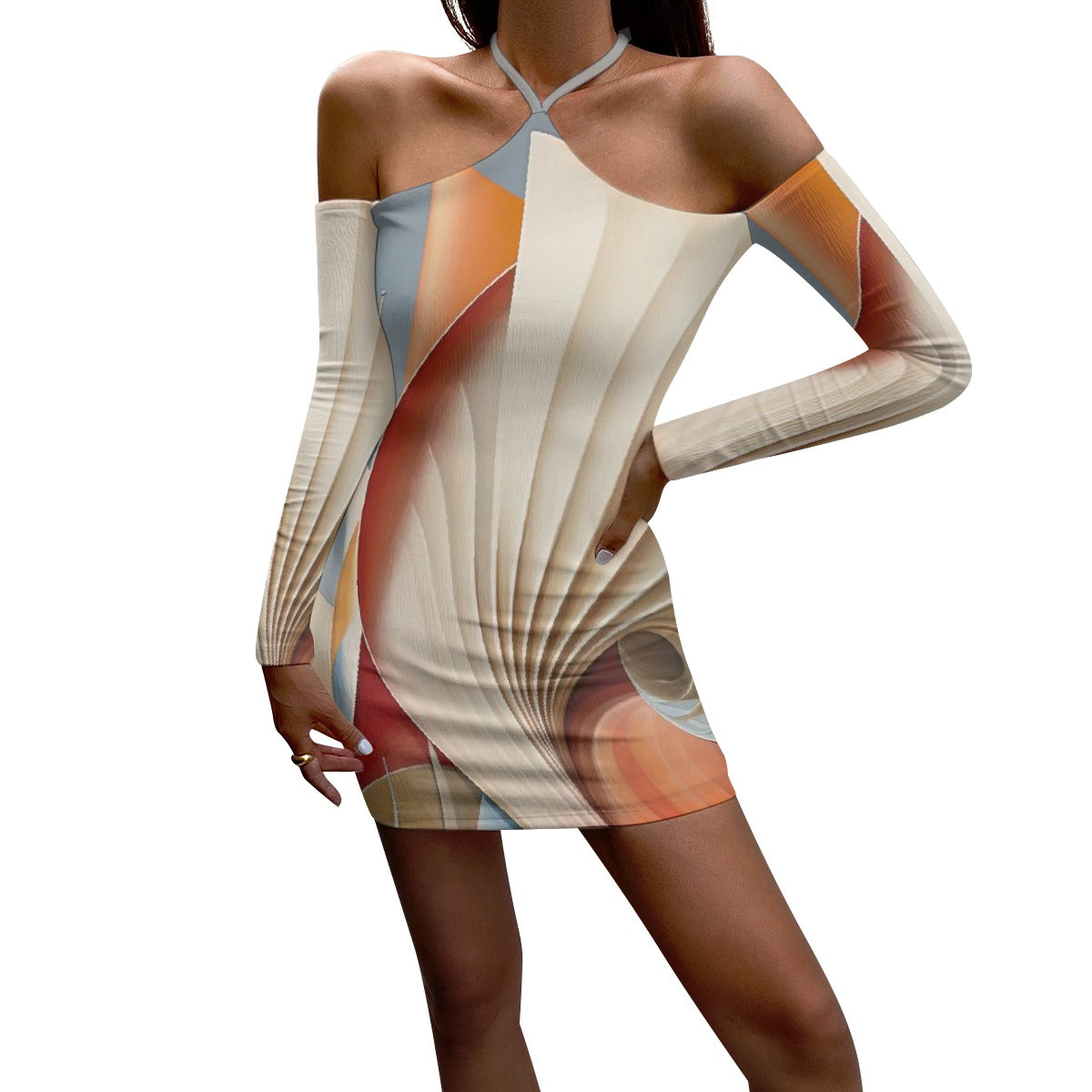 All-Over Print Women's Halter Lace-up Dress