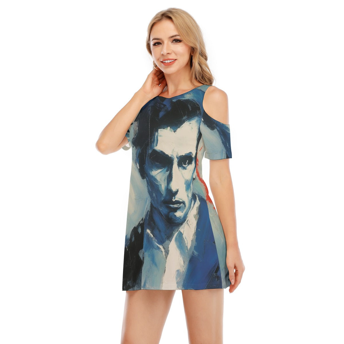 All-Over Print Women's Cold Shoulder Dress | 190GSM Cotton