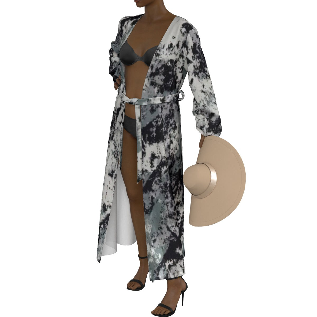 All-Over Print Women's Lace-up Chiffon Robe