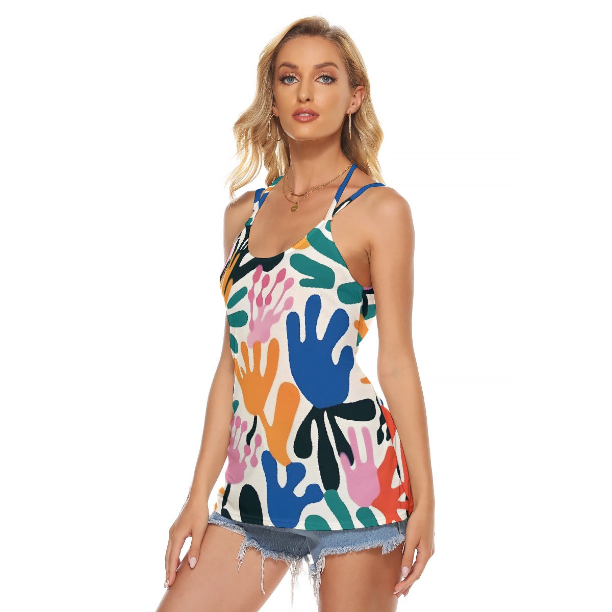All-Over Print Women's Halter Top With Backless